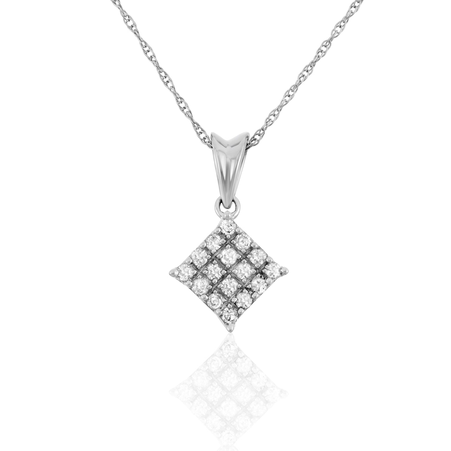 10k White Gold 0.20 ct TDW White Diamond Square Necklace
