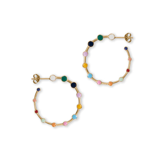 14k Goldplated Silver Rainbow Dot Hoop Earrings