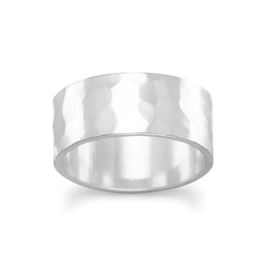 Sterling Silver 8mm Hammered Band Ring