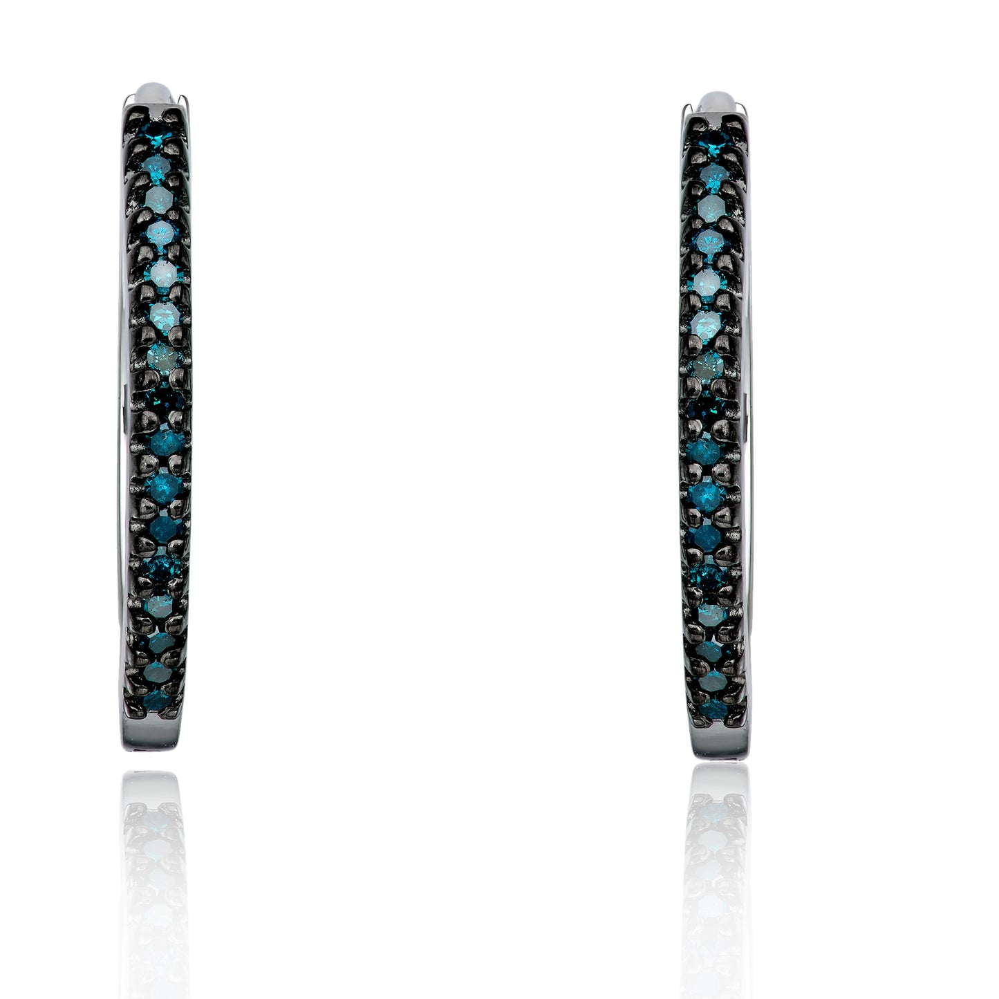 Sterling Silver 0.25ct TDW Blue Diamond Hoop Earrings