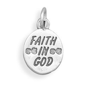 Sterling Silver Faith in God Bracelet Charm