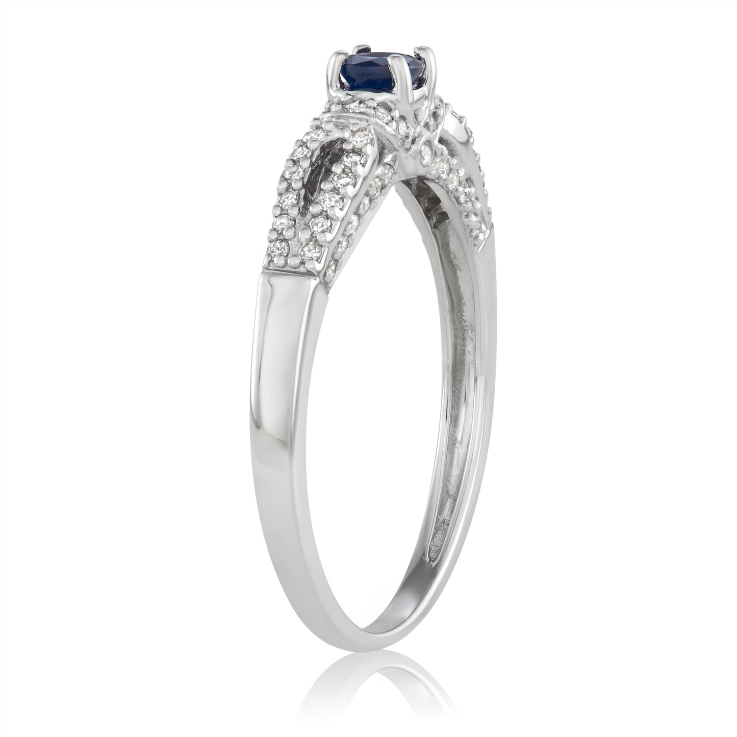 14K White Gold 0.50ct TW Sapphire and White Diamond Engagement Ring