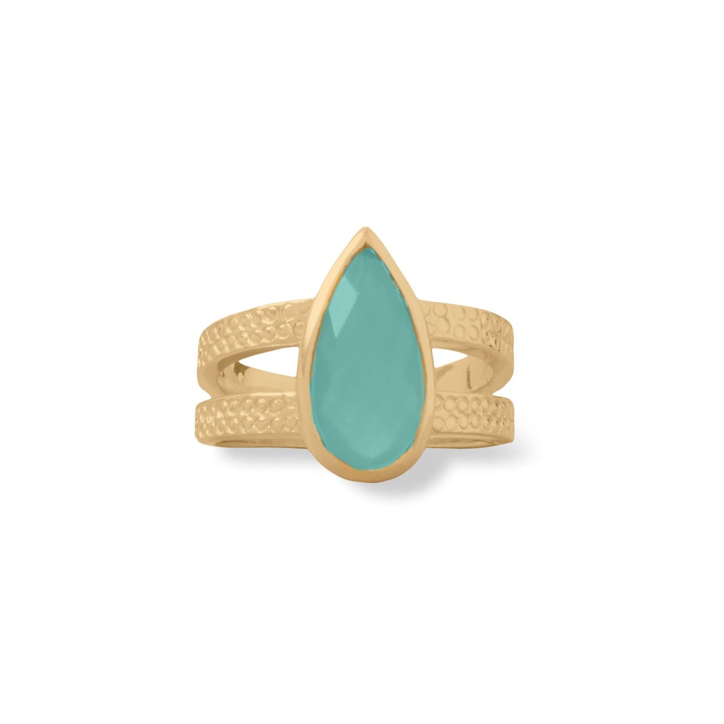 14kt Goldplated Silver Aqua Hydro Glass Ring