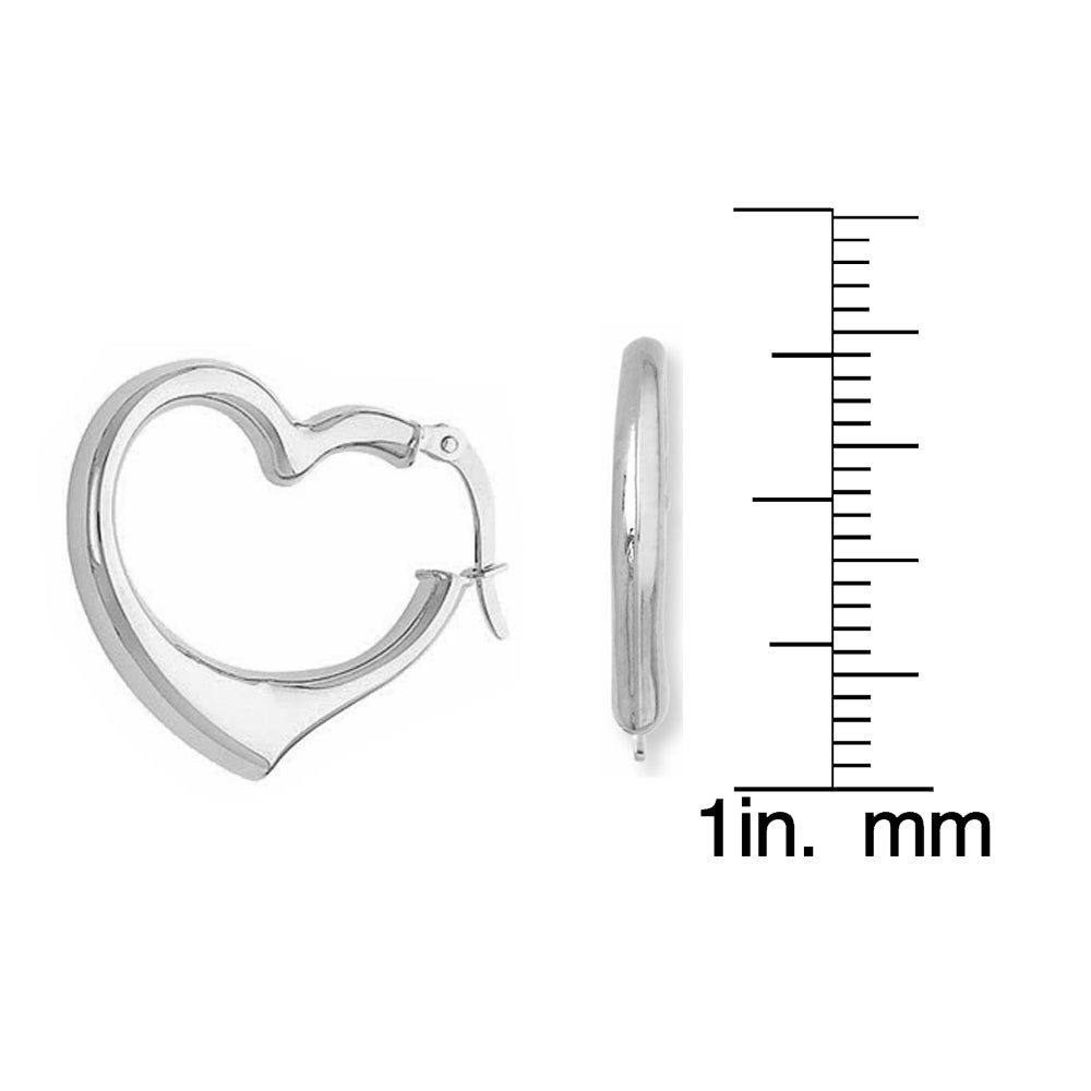 14k White Gold 20mm Hinged Heart Hoop Earrings