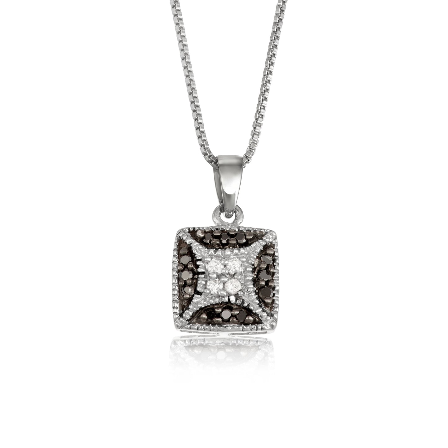 Sterling Silver 0.75 ct TDW White Diamond Fancy Square Infinity Necklace