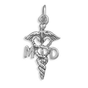 Sterling Silver Medical Doctor Caduceus Bracelet Charm
