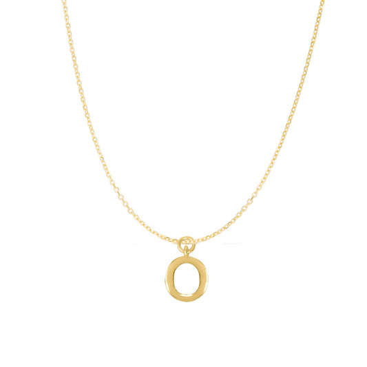 14K Goldplated Sterling Silver Polished "O" Charm With Goldfilled 1.5mm Cable Chain