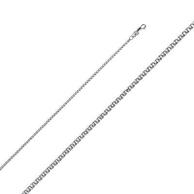 14k White Gold 1.7mm Flat Open Wheat Pendant Chain Necklace