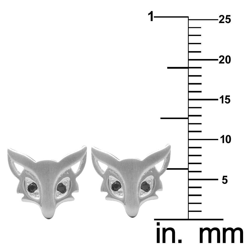 Sterling Silver Small Fox Stud Earrings