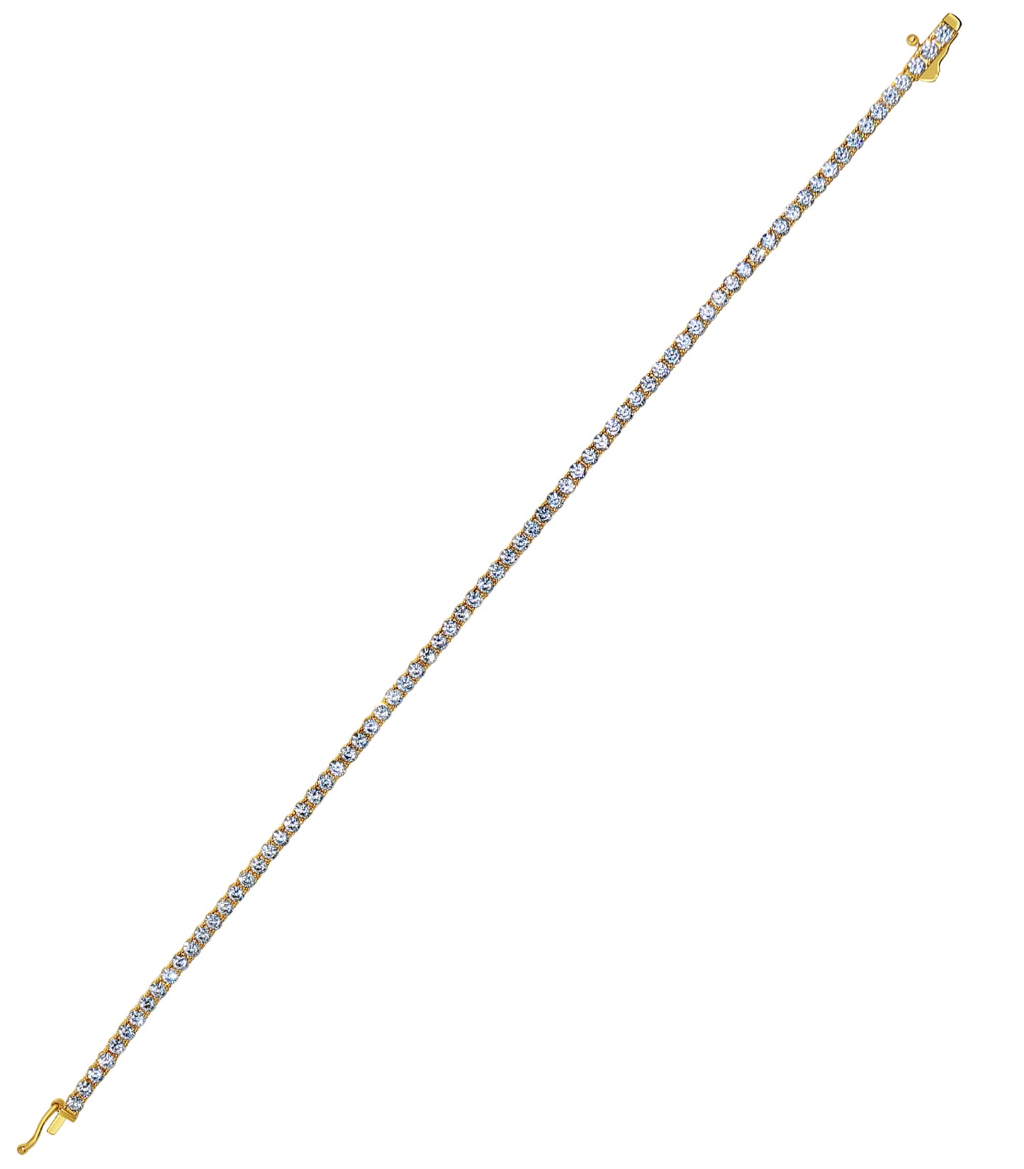 14k Yellow Gold 1.8mm Round-Cut Cubic Zirconia Ladies Tennis Bracelet