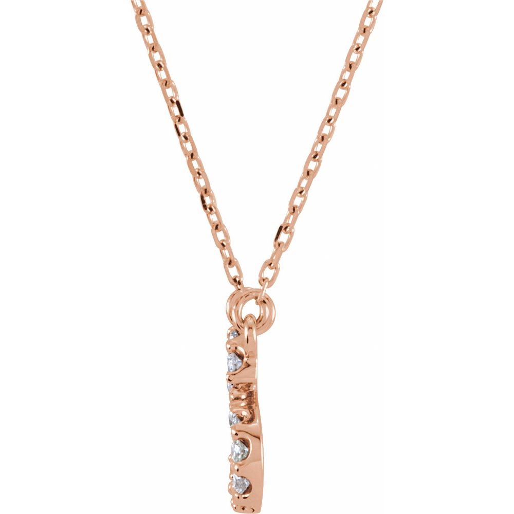 14K Rose Gold 1/8CTW White Diamond Initial C Pendant Necklace