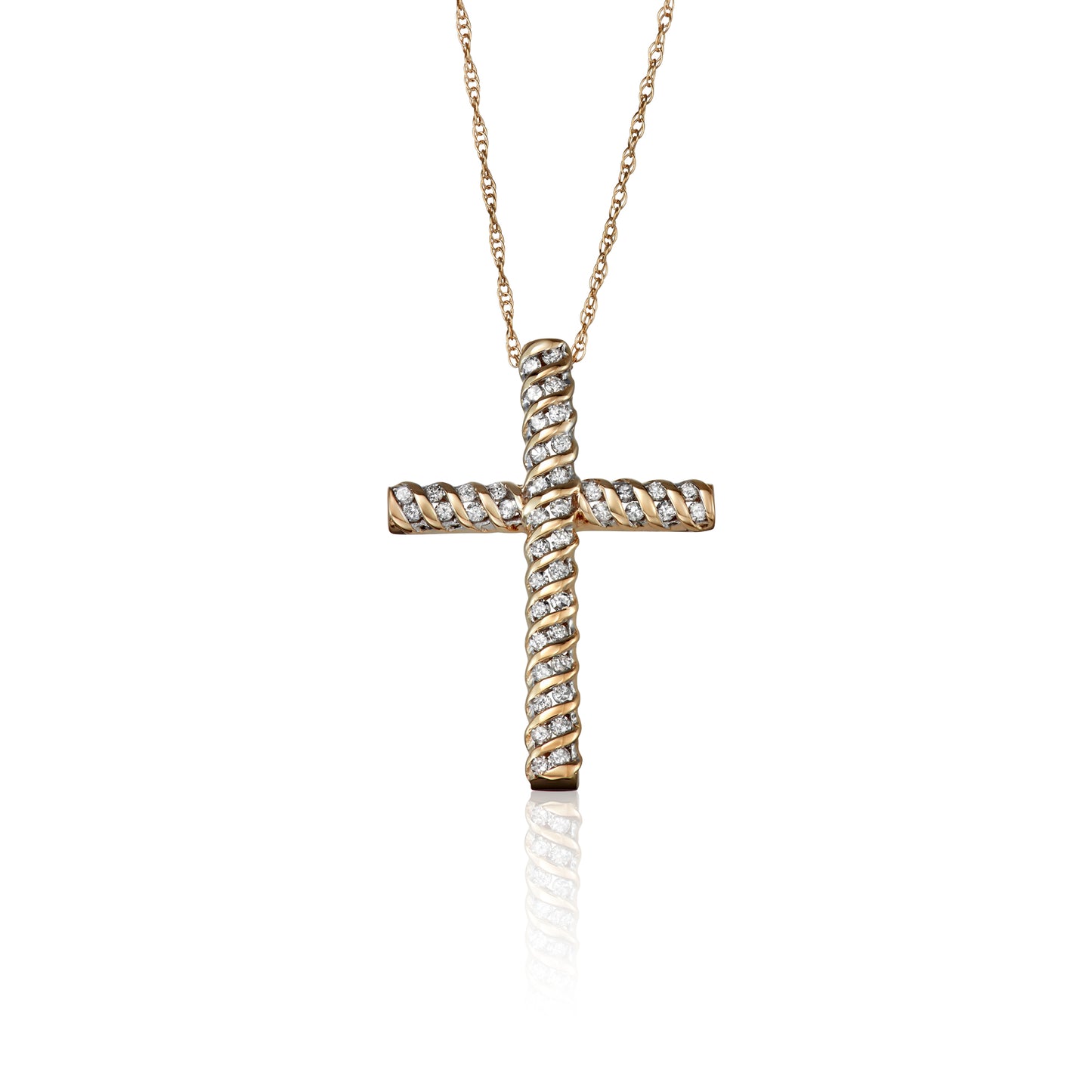 10k Yellow Gold 0.25 ct TDW White Diamond Cross Necklace