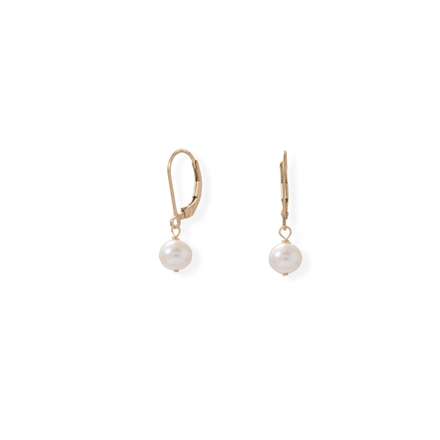 Gold Filled 6.5mm Cultured Freshwater Pearl Lever Earrings