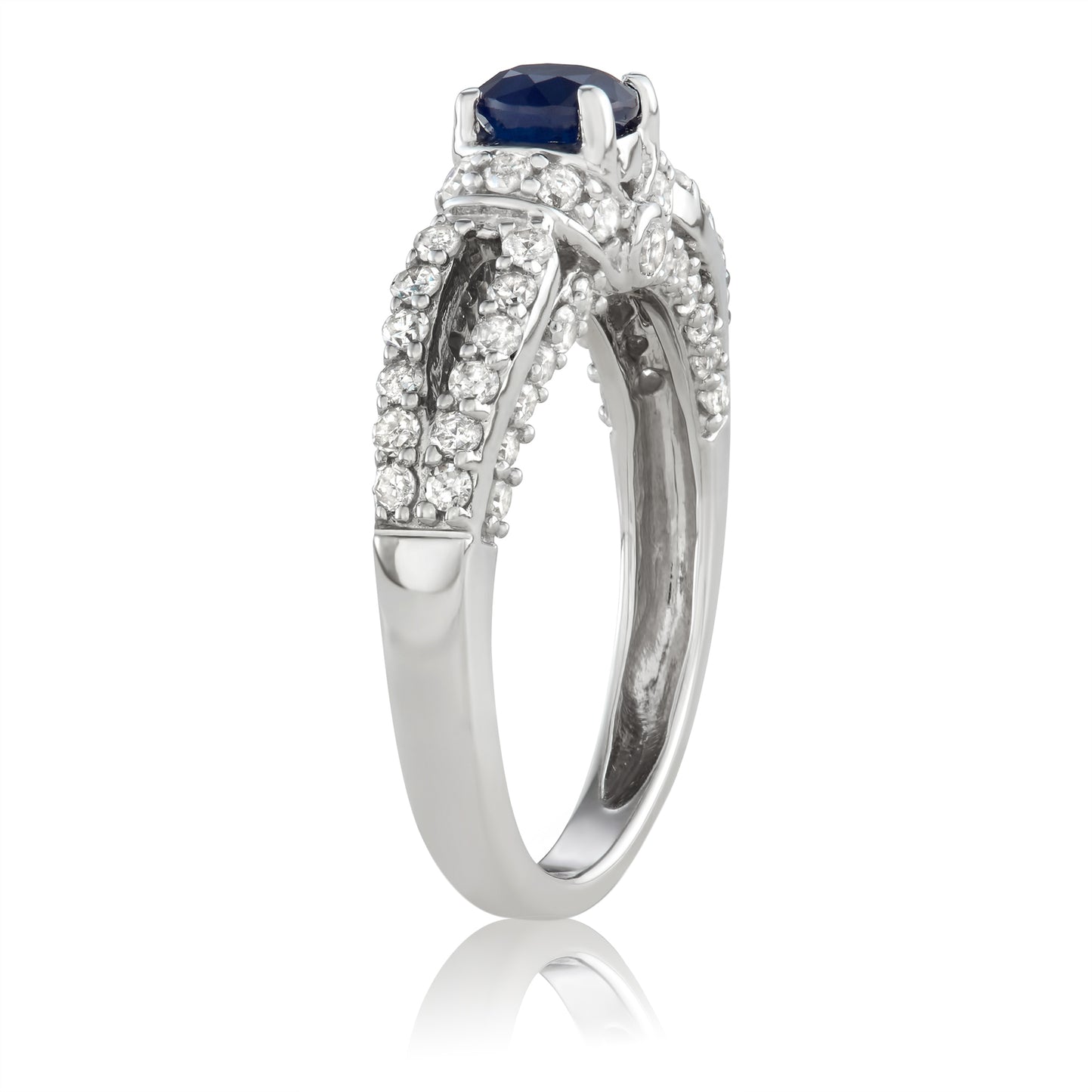 14K White Gold 1.00ct TW Sapphire and White Diamond Engagement Ring