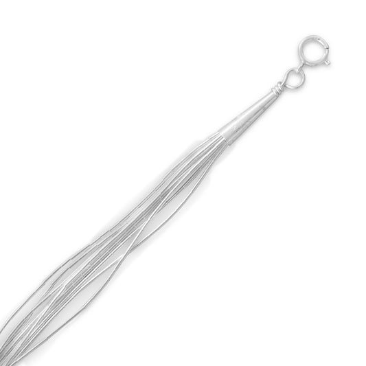 Sterling Silver 10 Strand Liquid Silver Necklace