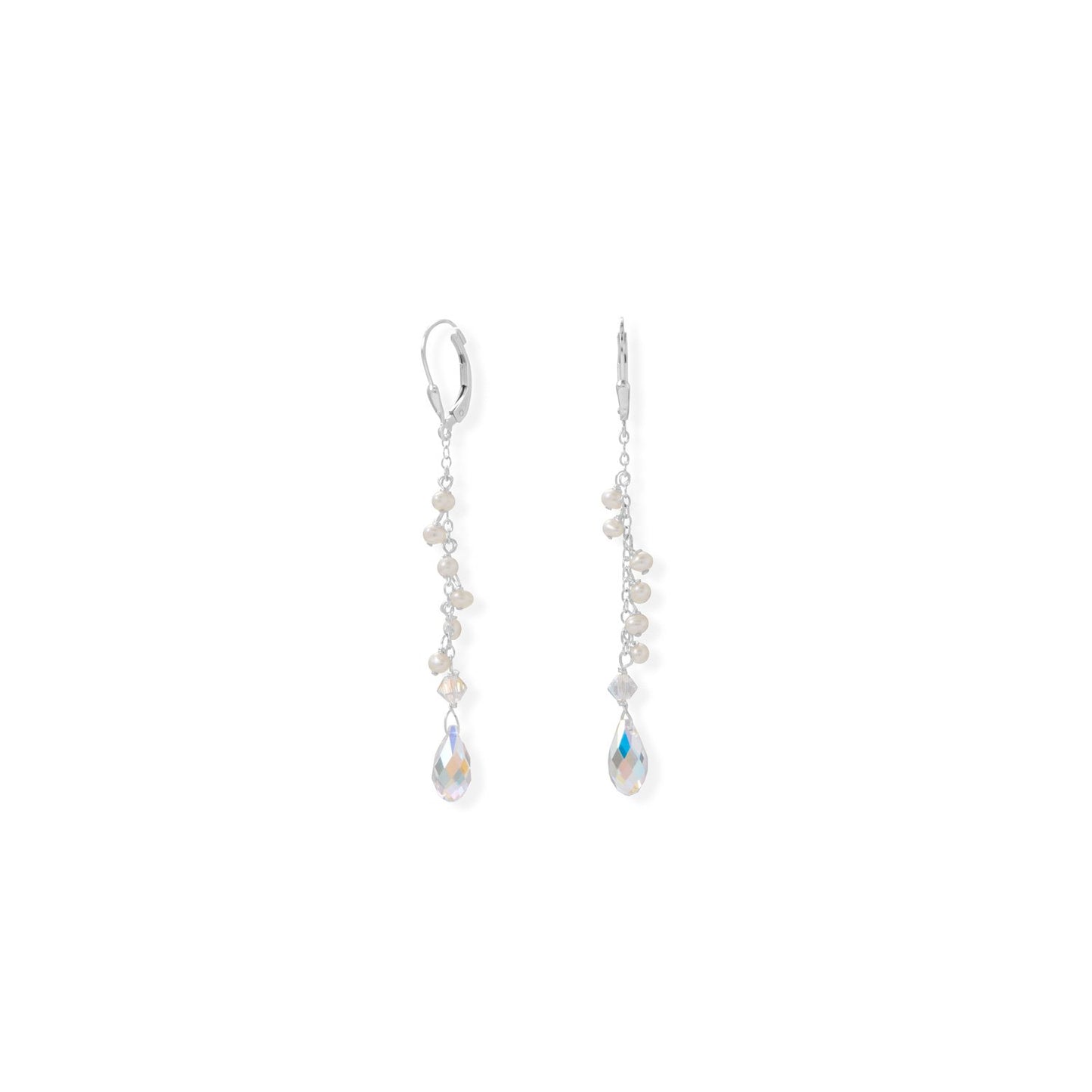 Sterling Silver Swarovski Crystal and Cultured Freshwater Pearl Earrings