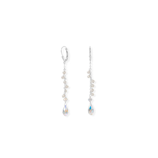 Sterling Silver Swarovski Crystal and Cultured Freshwater Pearl Earrings