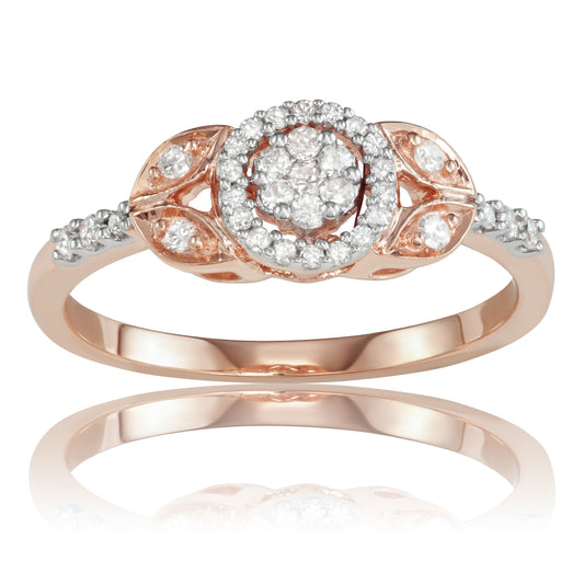 10k Rose Gold 0.23ct TDW White Diamond Floral Halo Engagment Ring