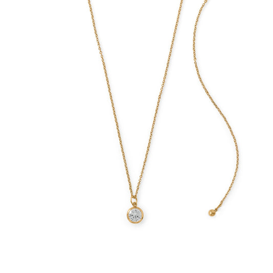 14/20 Gold Filled Adjustable 20" CZ Drop Necklace