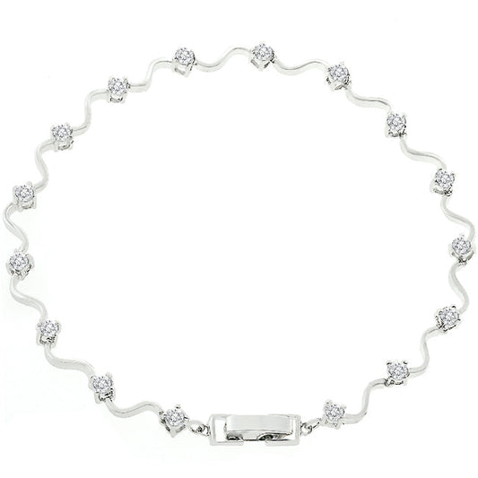 Precious Stars Silvertone Elegant Cubic Zirconia Ladies Eternity Bracelet