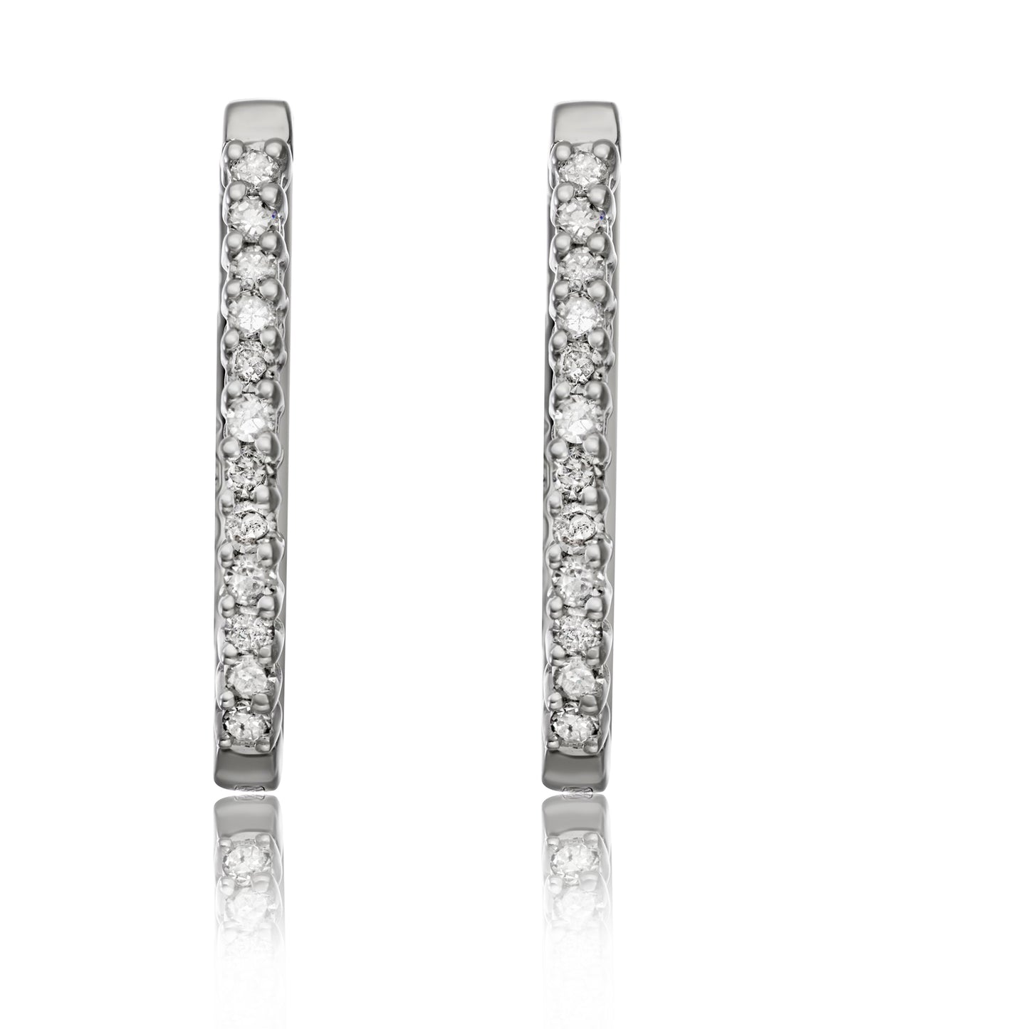 10K White Gold 0.5ct TDW White Diamond Elongated Hoop Earrings
