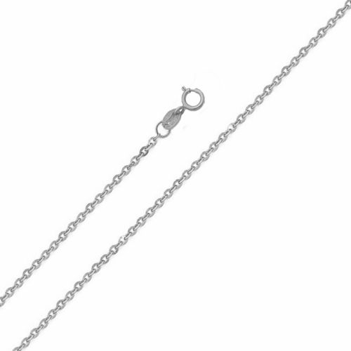 14k White Gold 1.2mm Bevelled Diamond-cut Cable Pendant Chain Necklace
