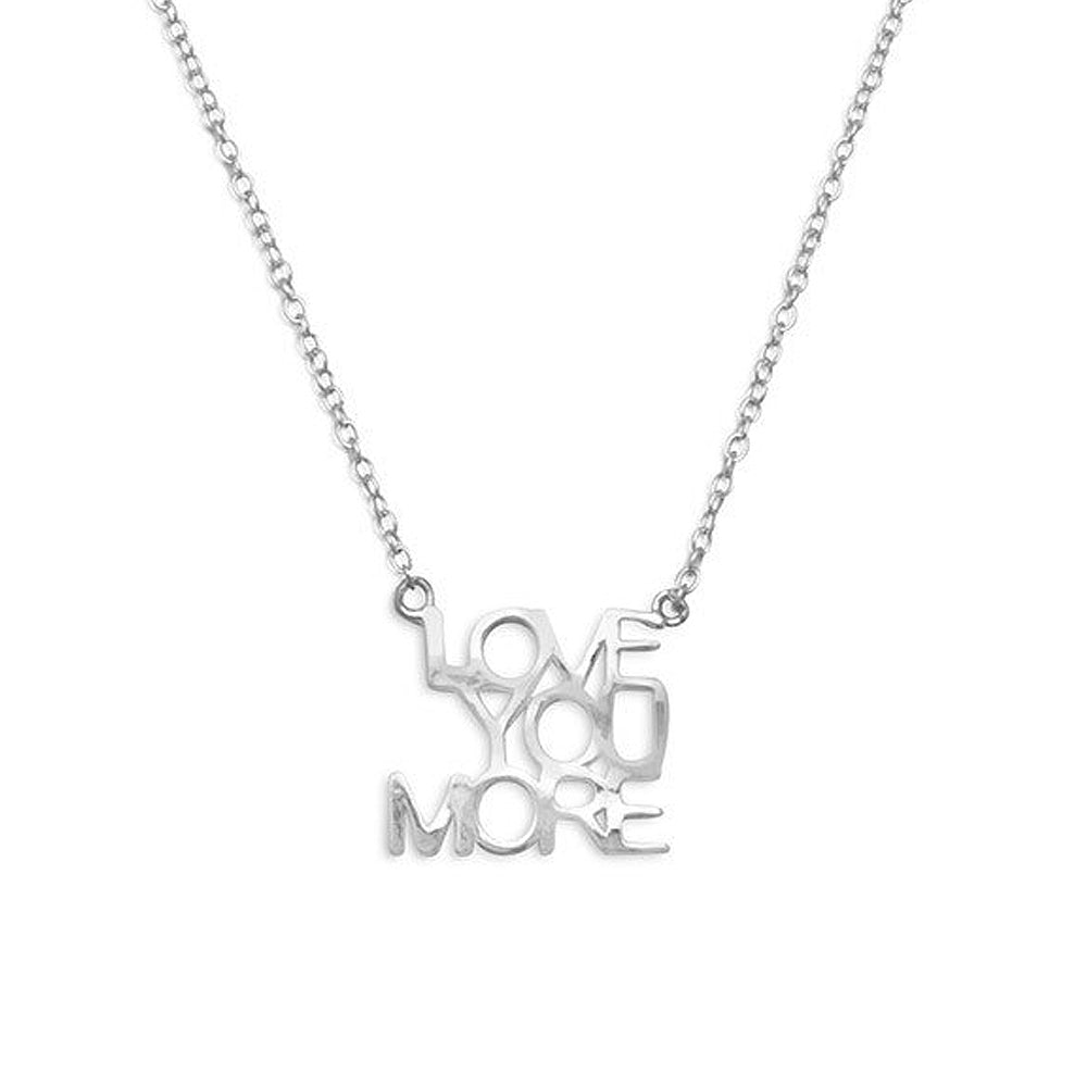 Sterling Silver Polished 'Love You More' Necklace