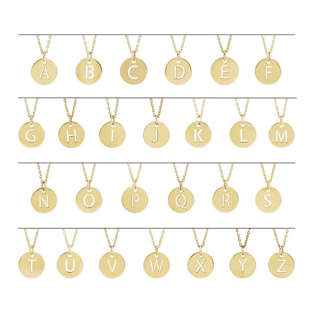 18K Yellow Gold-Plated Sterling Silver Initial E Disc Pendant