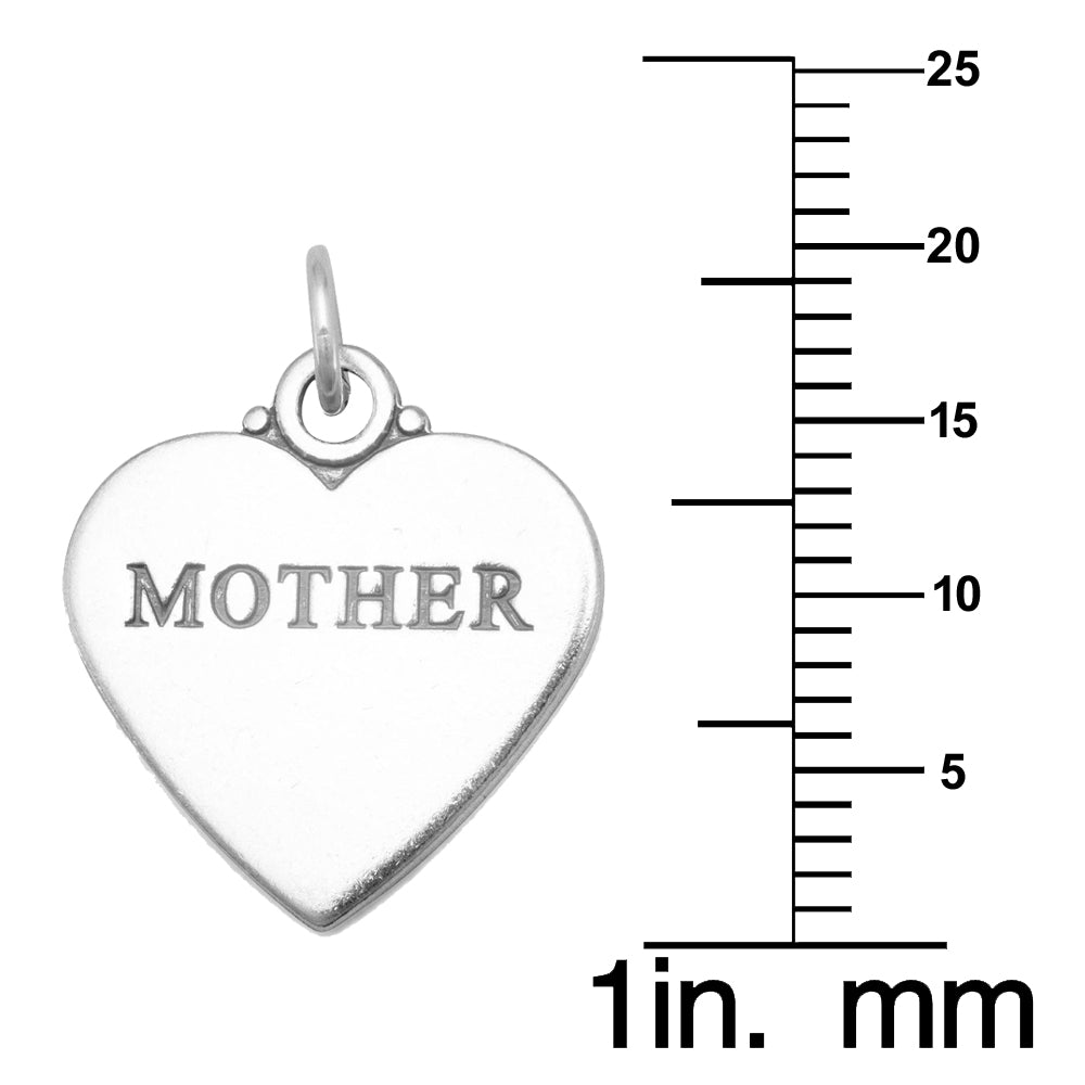 Sterling Silver 'Mother' and 'Love' Charm Necklace (18)