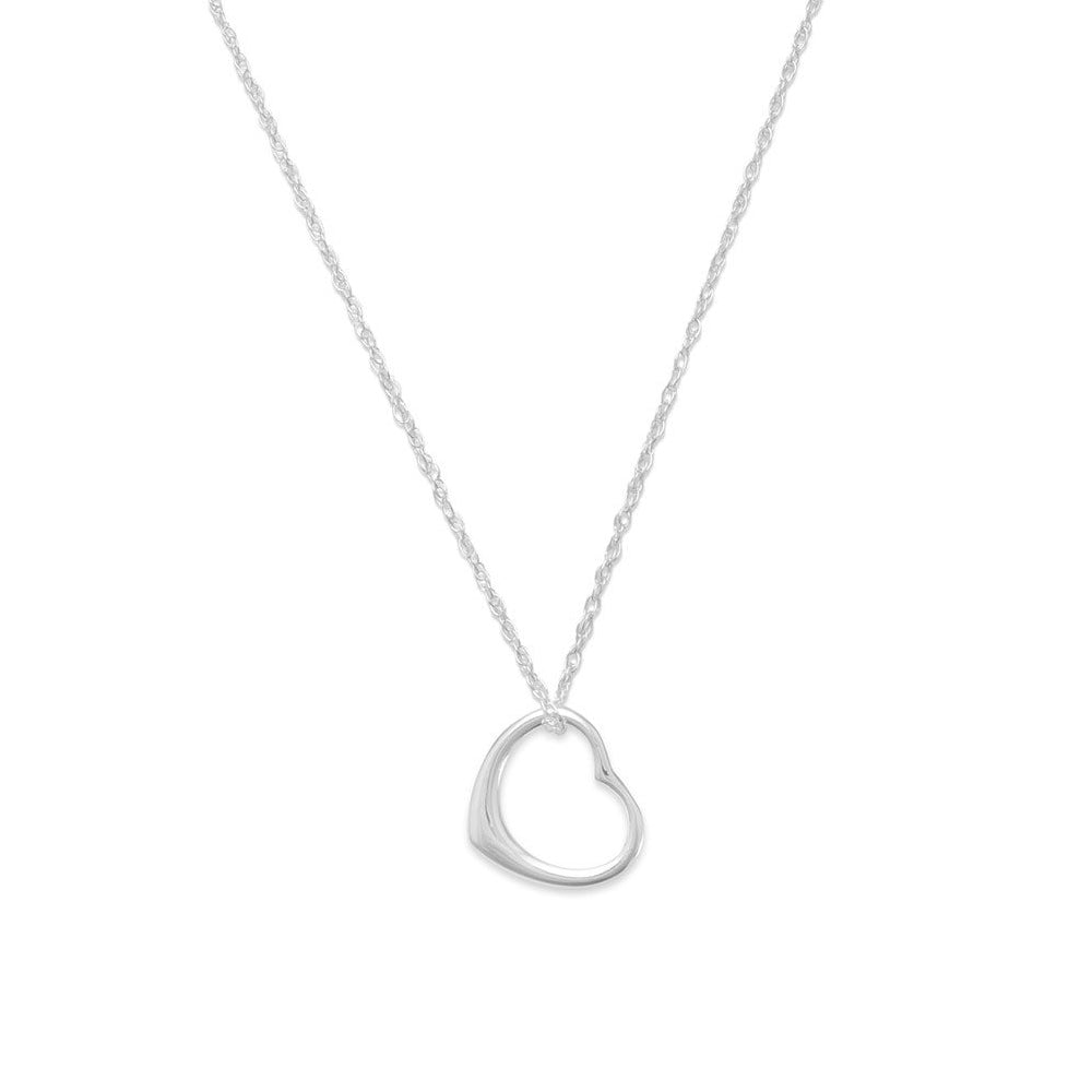 Sterling Silver Floating Heart Pendant with 18" Necklace