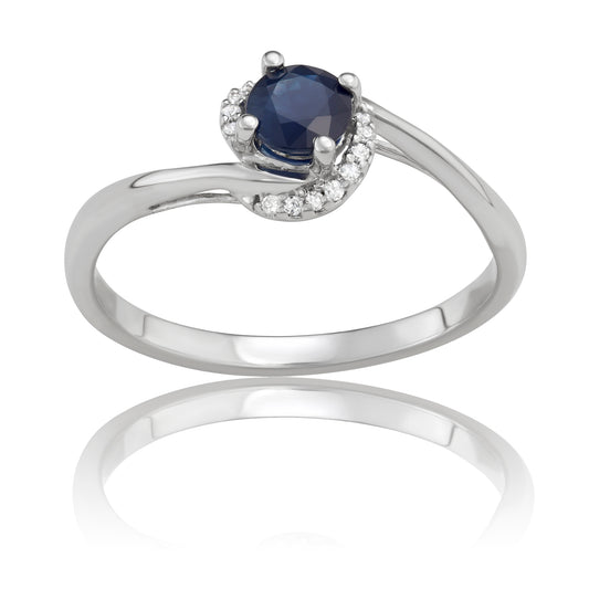14K White Gold 0.50ct TW Sapphire and Diamond Twisted Ring