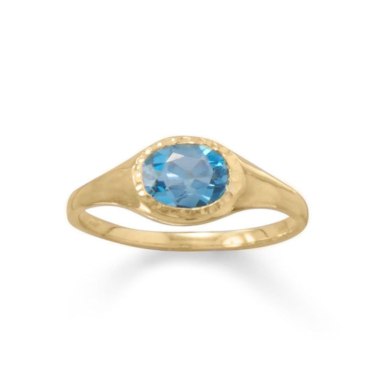 14k Goldplated Silver Blue Topaz Fashion Ring