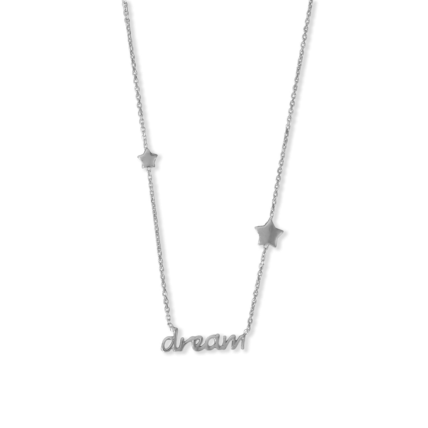 Sterling Silver "Dream" and Star 18" Necklace