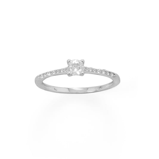 Sterling Silver Round-cut Cubic Zirconia Promise Ring