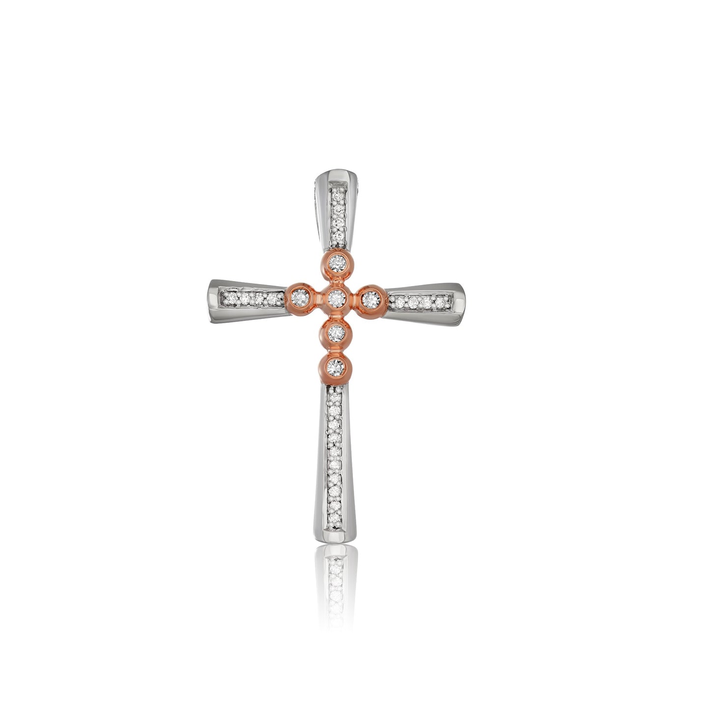10k White and Rose Gold 0.16 ct TDW White Diamond Cross Necklace