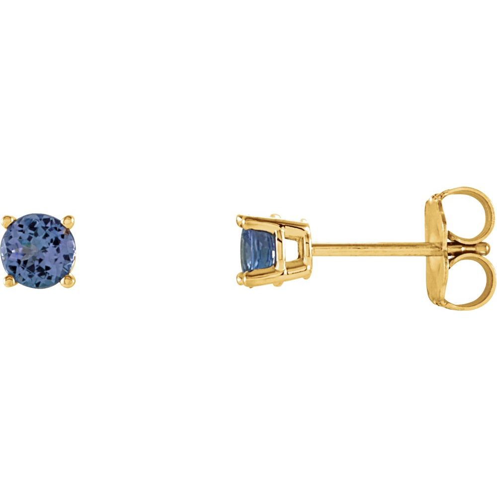 14k Yellow Gold 4 mm Natural Tanzanite Stud Earrings