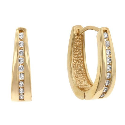 Precious Stars Goldtone 1.6 mm Round-Cut Cubic Zirconia Hoop Earrings