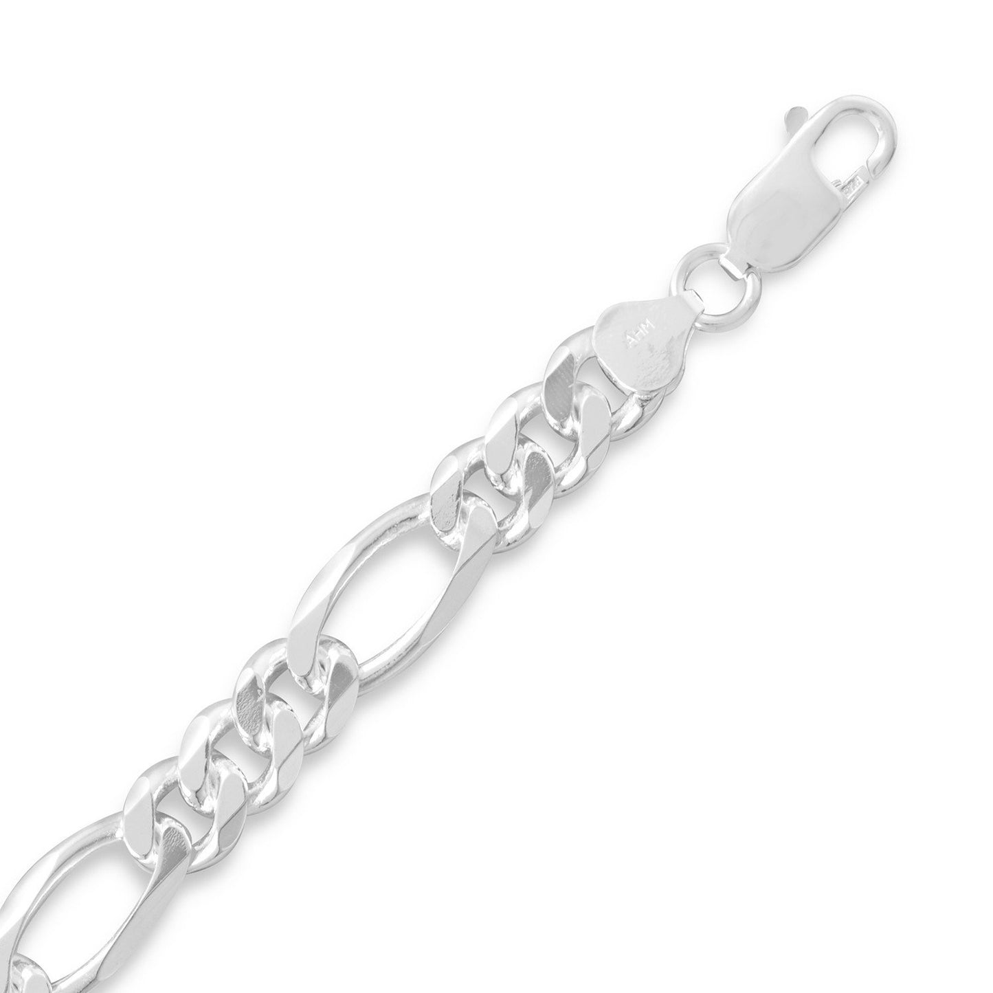Precious Stars Sterling Silver 8 mm Figaro Chain Necklace