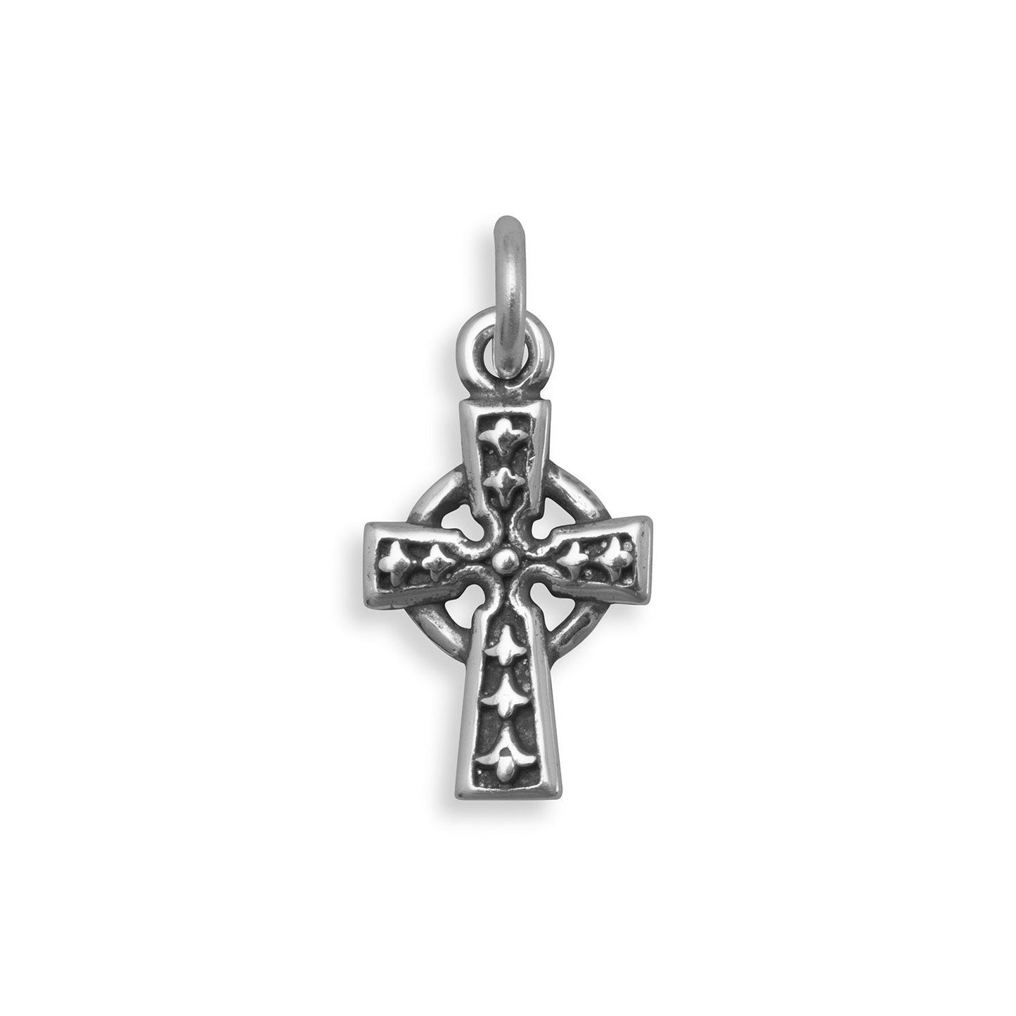 Sterling Silver Oxidized Celtic Cross Bracelet Charm
