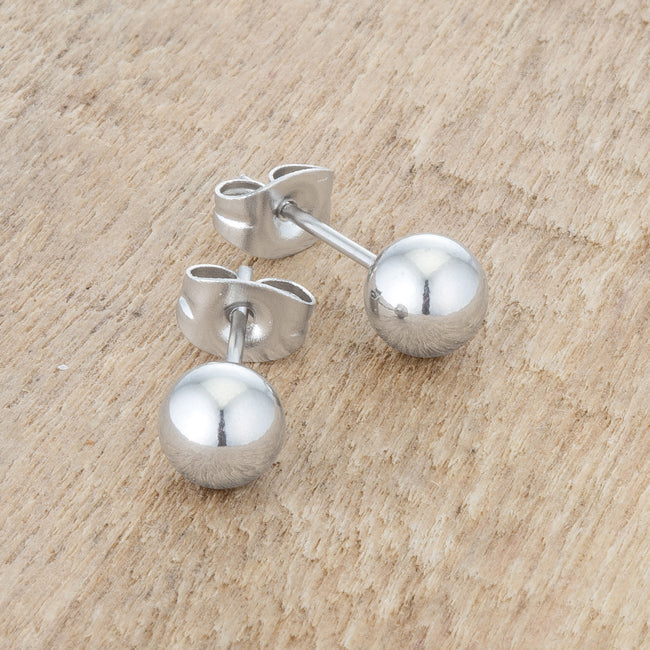 Precious Stars Stainless Steel 6mm Sphere Earring Studs