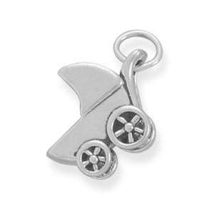 Sterling Silver Small Baby Carriage Bracelet Charm