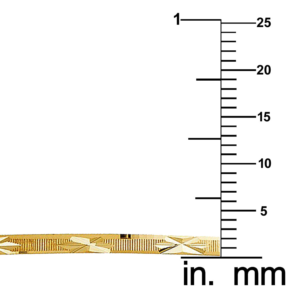 14k Yellow Gold Diamond-Cut 2mm Solid Bangle Bracelet