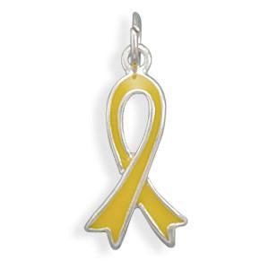 Sterling Silver Yellow Awareness Ribbon Bracelet Charm