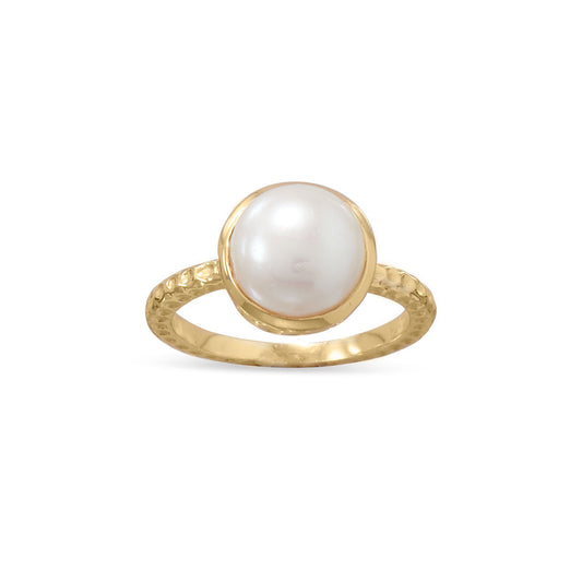 14k Yellow Goldplated Silver Cultured Freshwater Pearl Ring