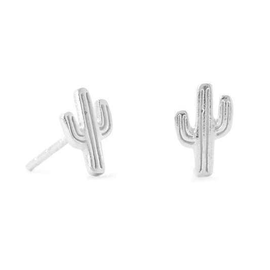 Sterling Silver Polished Saguaro Cactus Stud Earrings