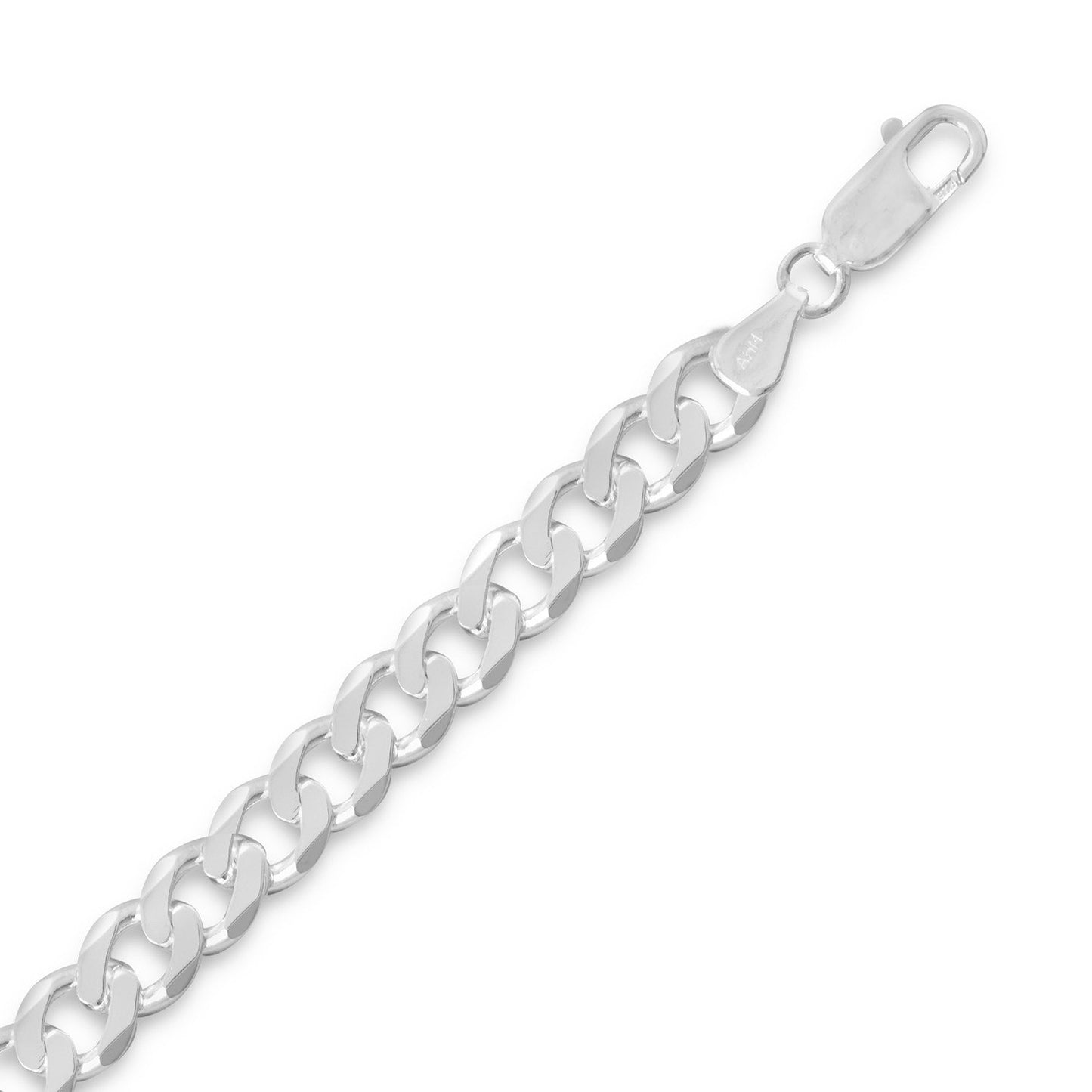 Precious Stars Sterling Silver 6.6 mm Beveled Curb Chain Bracelet