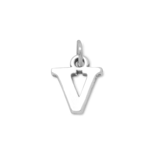 Sterling Silver Oxidized V Bracelet Charm