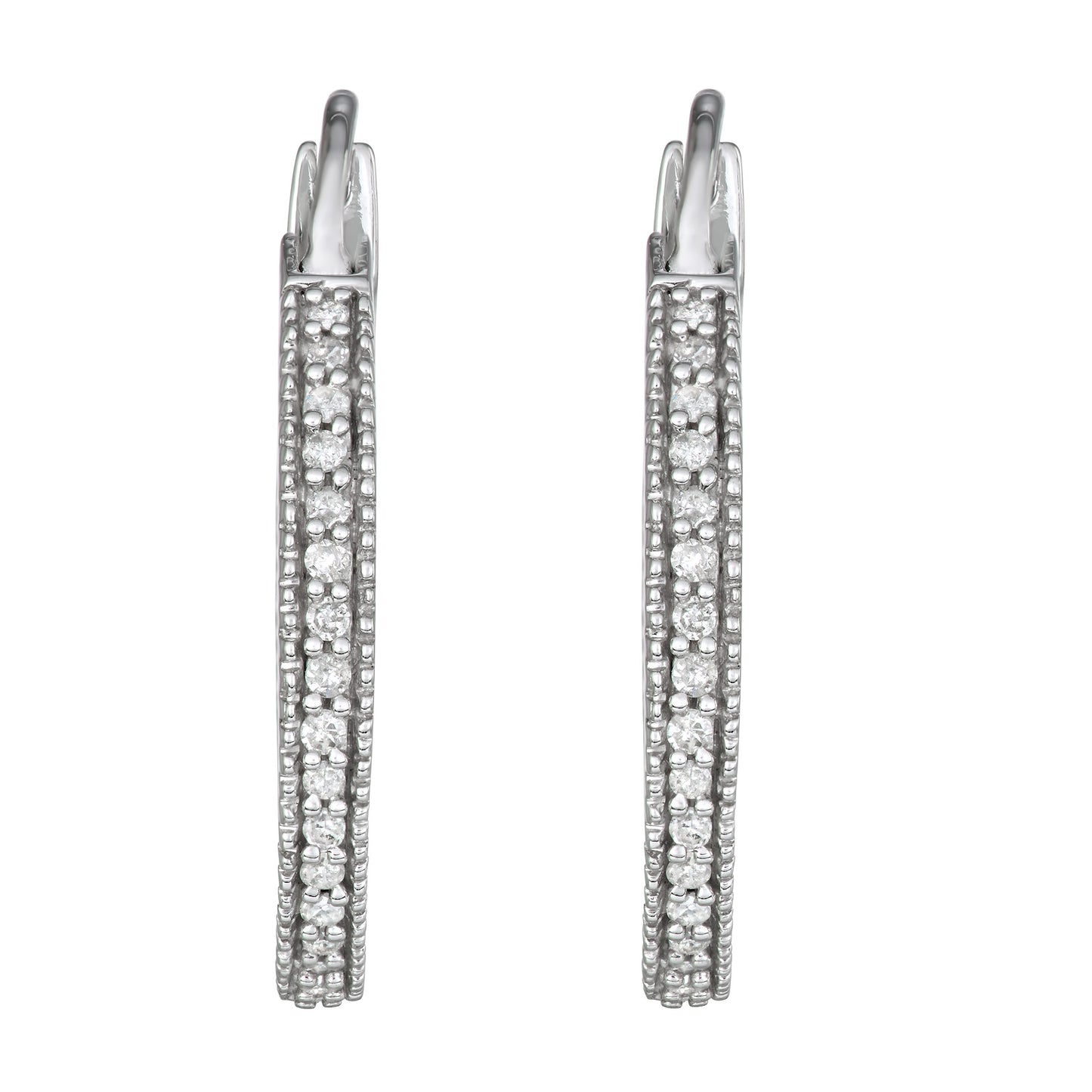 Sterling Silver 0.50ct TDW White Diamond Inside-Out Hoop Earrings