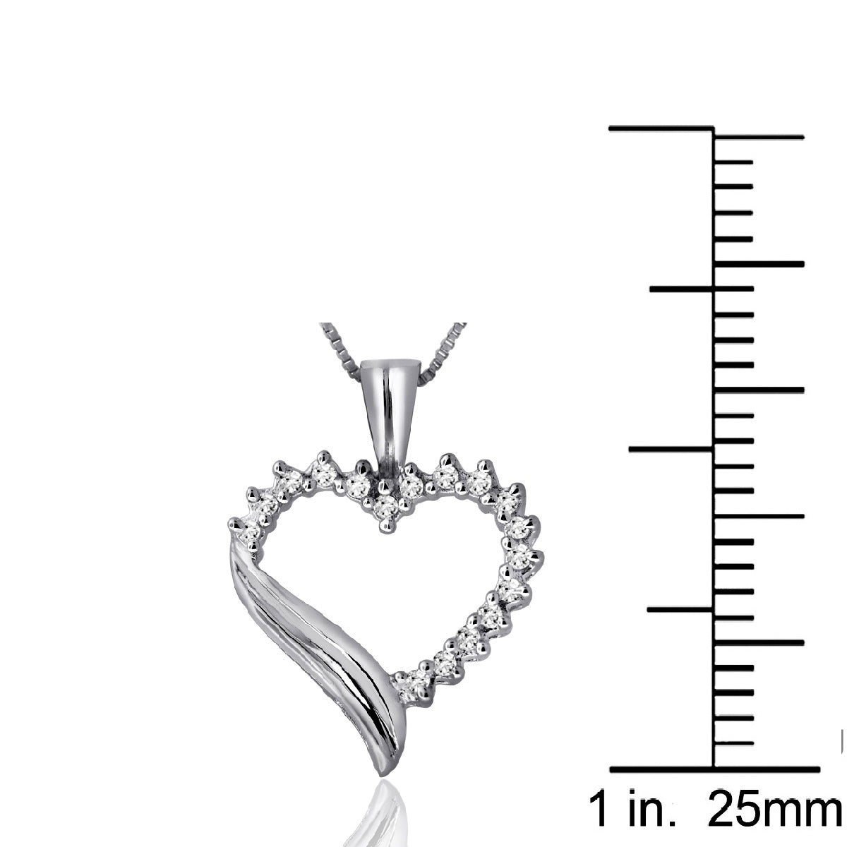 10k White Gold 0.20 ct TDW White Diamond Heart Necklace