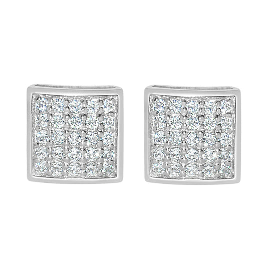 14k White Gold 7mm Composite Cubic Zirconia Square Stud Earrings